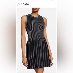 $395 NWT THEORY DRESS STRIPE KNIT SLEEVELESS FIT&FLARE BLACK/WHITE size s
